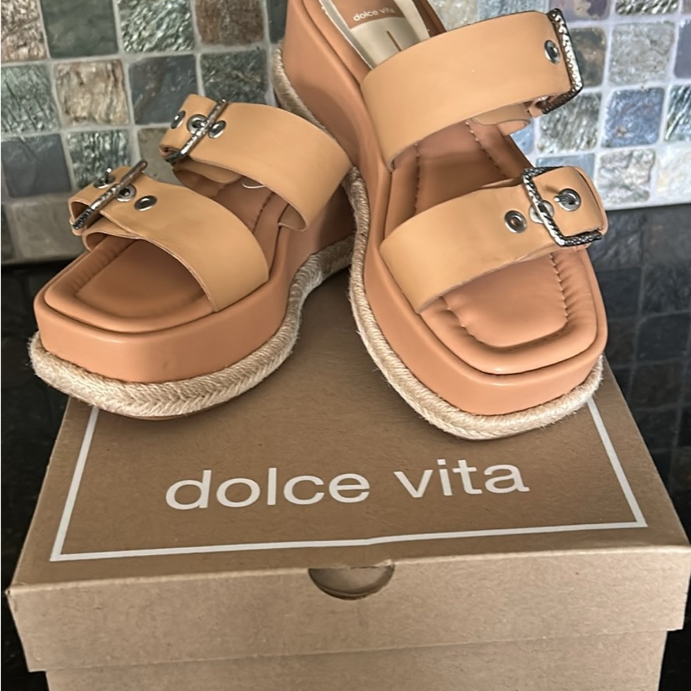 Dolce Vita Buckle Strap Tan Sandals